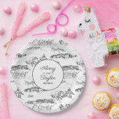 Chattanooga Toile Schwarz-Weiß-Brautparty Pappteller (Party)