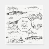 Chattanooga Toile Schwarz-Weiß-Brautparty Serviette (Vorderseite)