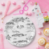 Chattanooga Toile Schwarzweiss Pappteller (Party)