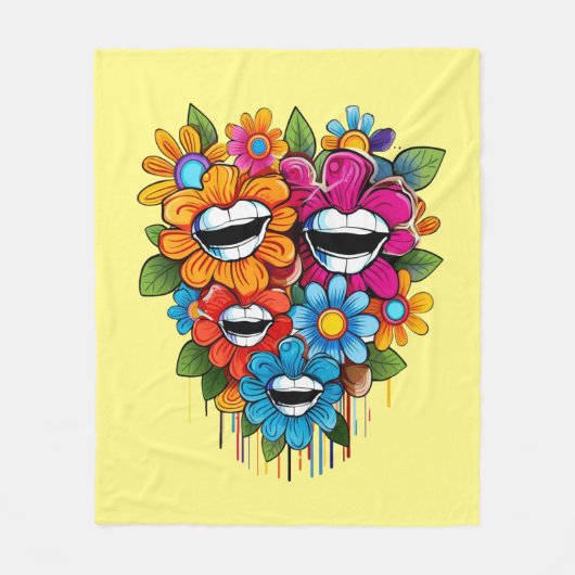 Chatty Blossoms Taza Fleecedecke (Vorderseite)