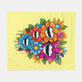 Chatty Blossoms Taza Fleecedecke (Vorderseite (Horizontal))