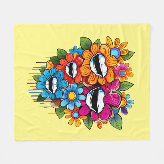 Chatty Blossoms Taza Fleecedecke (Vorderseite (Horizontal))