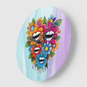 Chatty Blossoms Taza Große Wanduhr (Winkel)