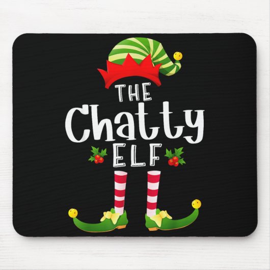 Chatty Christmas Elf Matching Pajama X-mas Party Mousepad (Vorne)