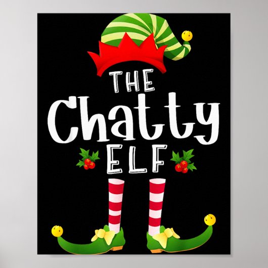 Chatty Christmas Elf Matching Pajama X-mas Party  Poster (Vorne)