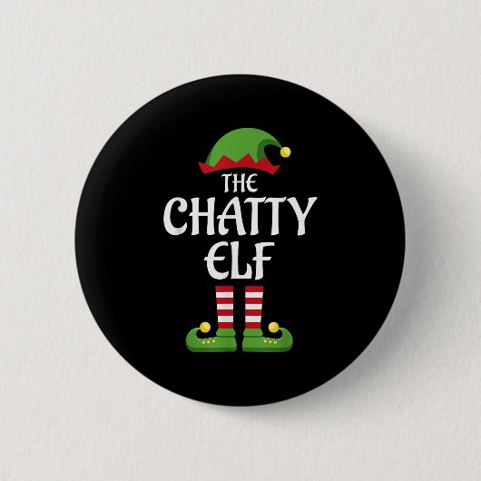 Chatty Elf Familie Matching Group Weihnachten Button (Vorderseite)