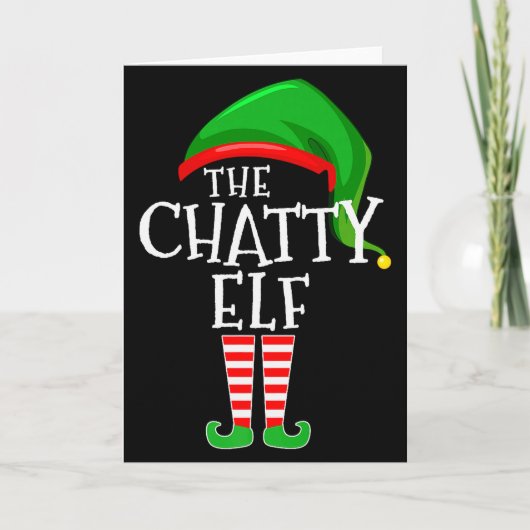Chatty Elf Family Matching Group Christmas Premium Karte (Vorderseite)