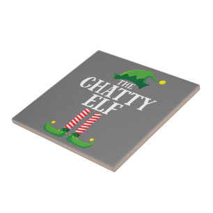 Chatty Elf Matching Family Group Weihnachts-Party Fliese
