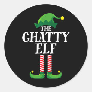 Chatty Elf Matching Family Group Weihnachts-Party Runder Aufkleber