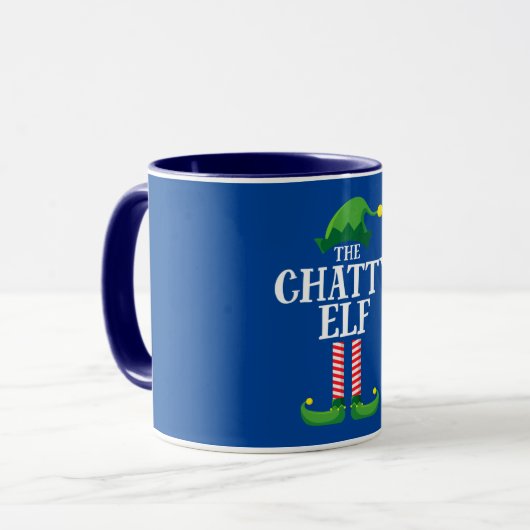 Chatty Elf Matching Family Group Weihnachts-Party Tasse (Vorderseite Links)