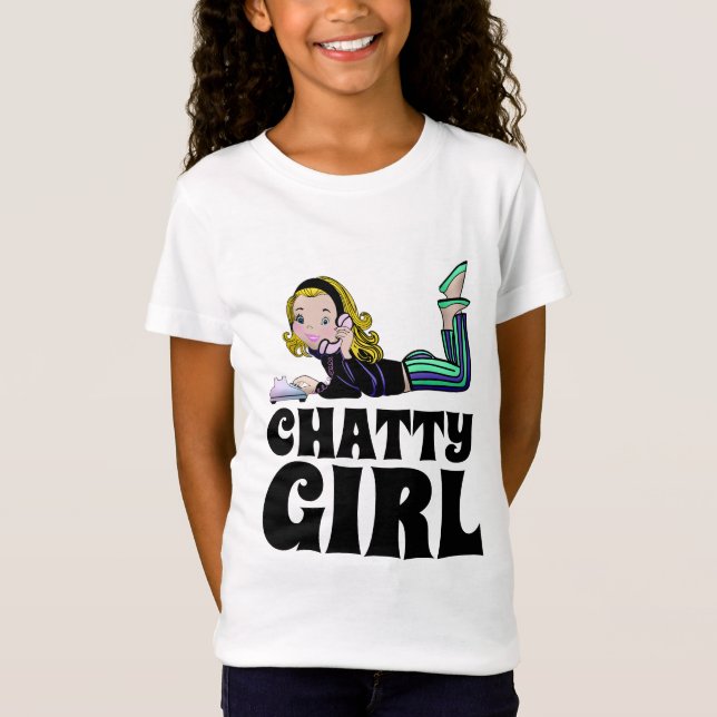 CHATTY PHONE GIRL RETRO KIDS MÄDCHEN T - SHIRT (Vorderseite)