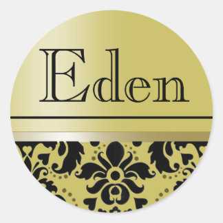 Chaucer-Aufkleber "Eden" (golden/schwarz) Runder Aufkleber