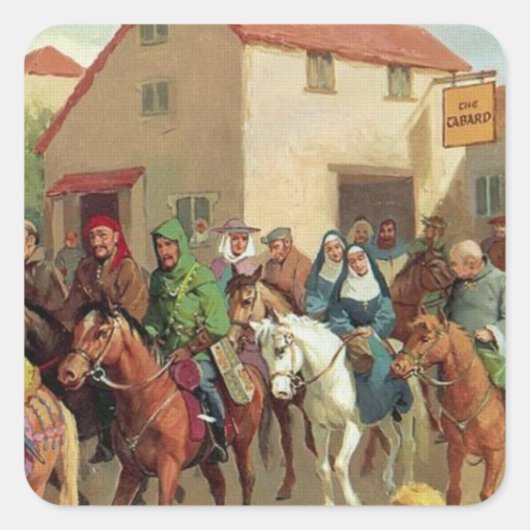 Chaucer Pilgrims- Canterbury Tales Quadratischer Aufkleber (Vorderseite)