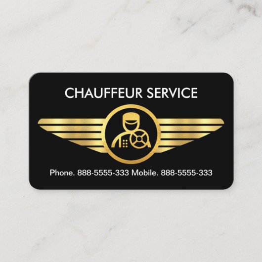 Chauffeur auf Gold Wings Visitenkarte (Vorderseite)