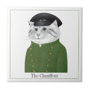 CHAUFFEUR CAT 4.25" Square Keramik Tile + Text Fliese