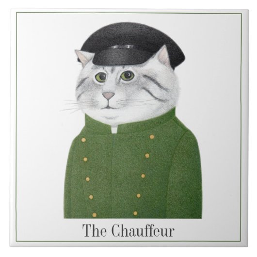 CHAUFFEUR CAT 6" Square Keramik Tile + Text Fliese (Vorderseite)