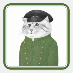 CHAUFFEUR CAT Large Square Stickers