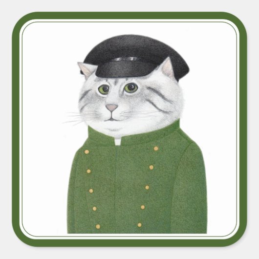 CHAUFFEUR CAT Large Square Stickers (Vorderseite)