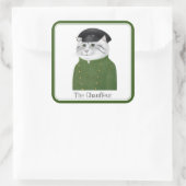 CHAUFFEUR CAT Large Square Stickers + Text (Tasche)