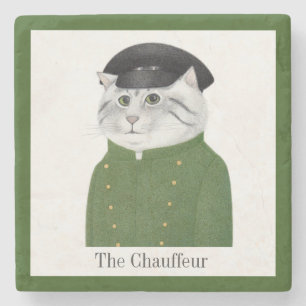 CHAUFFEUR CAT Marmorstein Untersetzer + Text
