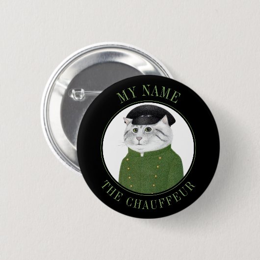 CHAUFFEUR CAT-Name-Tag-Abzeichen-Button Schaltfläc Button (Vorne & Hinten)