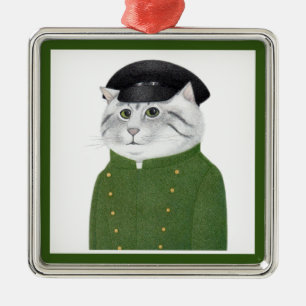 CHAUFFEUR CAT Premium Square Ornament Aus Metall