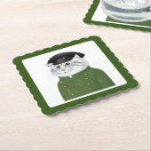CHAUFFEUR CAT Scalloped Square Paper Untersetzer (angewinkelt)