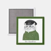 CHAUFFEUR CAT Square Magnet + Text (Vorderseite/Rückseite)