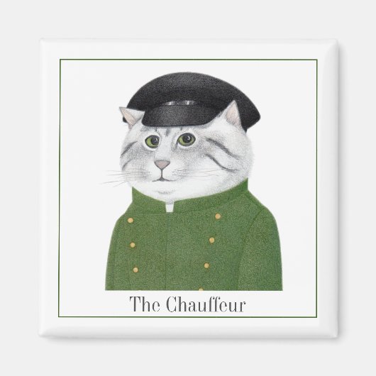 CHAUFFEUR CAT Square Magnet + Text II (Vorne)