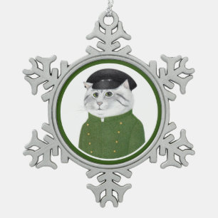 CHAUFFEUR CAT Zinnschneeflocken Schneeflocken Zinn-Ornament