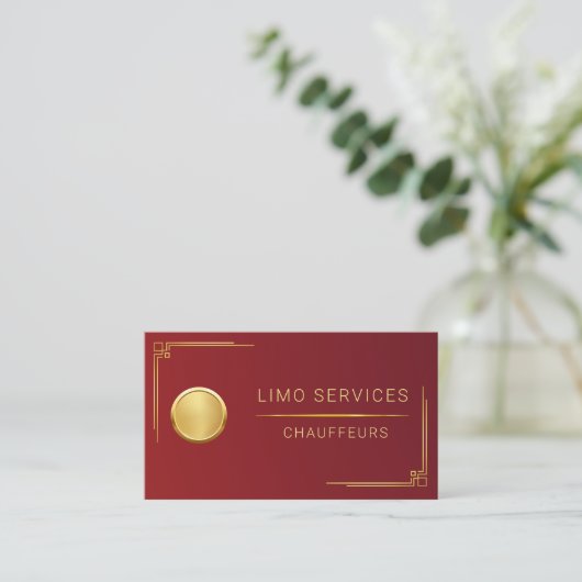 Chauffeur Driver Royal Gold Border Business Card Visitenkarte (Stehend Vorderseite)