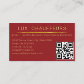 Chauffeur Driver Royal Gold Border Business Card Visitenkarte (Rückseite)