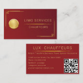 Chauffeur Driver Royal Gold Border Business Card Visitenkarte (Vorne/Hinten)