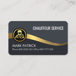 Chauffeur Dunkelblau Gold Wellen Visitenkarte