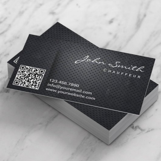 Chauffeur Fahrer Black Metal QR Code Visitenkarte
