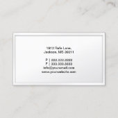 Chauffeur Fahrer Weißrahmen Monogramm  Visitenkarte (Rückseite)