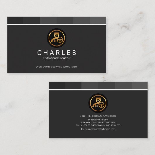 Chauffeur für den Chauffeur der Box mit Monochrome Visitenkarte (Vorne/Hinten)