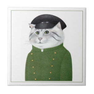 CHAUFFEUR KATZE 4,25" Quadratische Keramikfliese