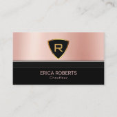 Chauffeur Luxus Gold Monogram Logo Rose Gold Visitenkarte (Vorderseite)