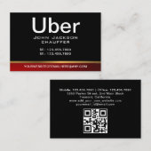 Chauffeur Taxi Driver Professional Black QR code Visitenkarte (Vorne/Hinten)