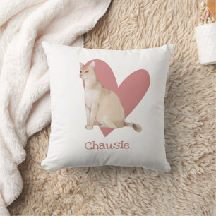 Chausie Cat Watercolor Kitty Pink Herz Kissen
