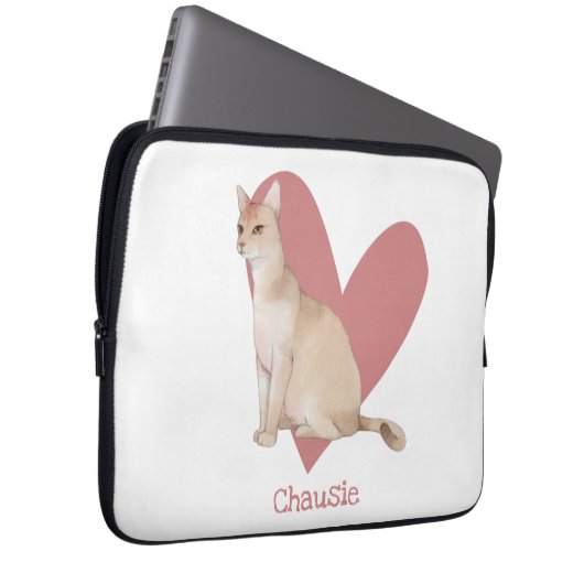 Chausie Cat Watercolor Kitty Pink Herz Laptopschutzhülle (Vorne Rechts)