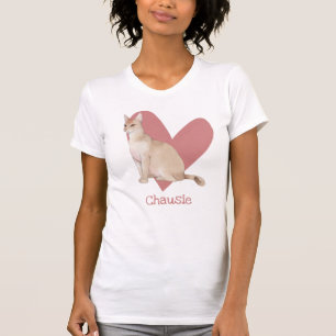 Chausie Cat Watercolor Kitty Pink Herz T-Shirt