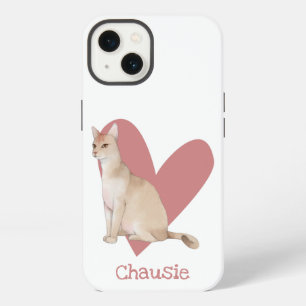 Chausie-Katze Aquarell-Kätzchen rosa Herz iPhone 13 Hülle
