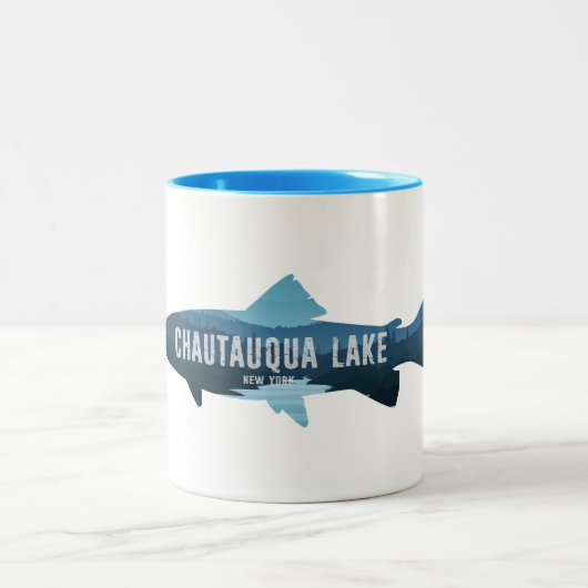 Chautauqua Lake New York Fisch Zweifarbige Tasse (Mittel)
