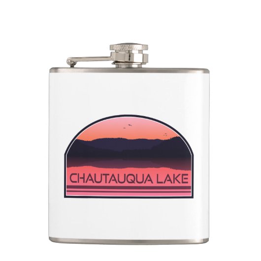 Chautauqua Lake New York Red Sunrise Flachmann (Vorderseite)