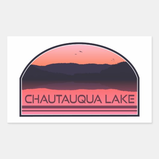 Chautauqua Lake New York Red Sunrise Rechteckiger Aufkleber (Vorderseite)