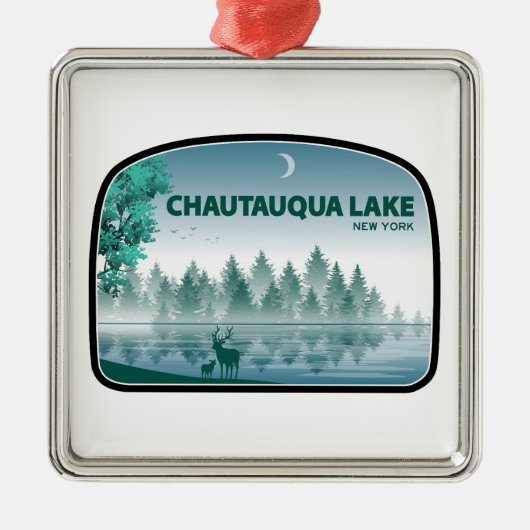 Chautauqua New York Deer Ornament Aus Metall (Vorne)