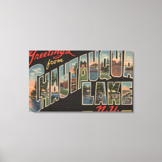 Chautauqua-See - Große Briefmarkenszenen Leinwanddruck (Vorderseite)