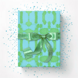 Chavanel-Bürstenschlag-Ikat in Grün und Aquamarin Geschenkpapier